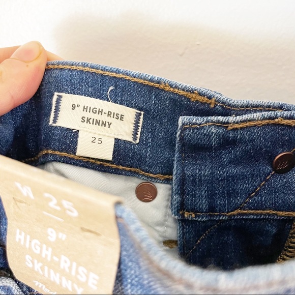 MADEWELL 9” High Rise Skinny Jean NWT 25 Raw Hem Distressed Slit Knee - Picture 7 of 11